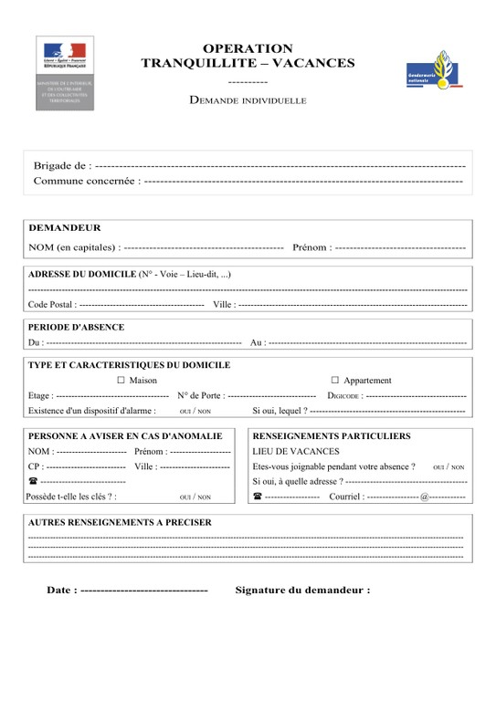 Opération "Tranquillité vacances" pendant les vacances scolaires et